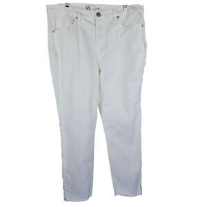 DG2 by Diane Gilman Frayed Side & Hem Women's White Jeans 16